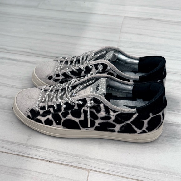 P448 Shoes - P448 Animal Print Fur Lined Tennis Shoes with Rhinestone Laces